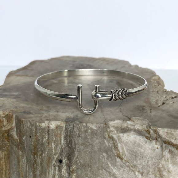 VTG Sterling Silver 925 St. Croix Twisted Rope U Hook Oval Bangle Bracelet 7.25" - Picture 12 of 16